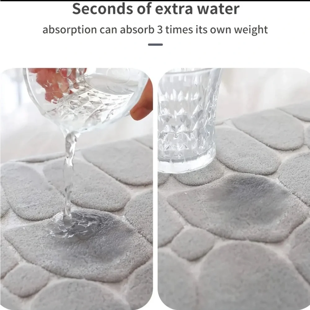 NWT: Cobblestone Memory Foam Bath Mat / Rug - Grey